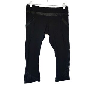 💜 Lululemon Cropped Faux Leather Detail Leggings Y2k Vintage